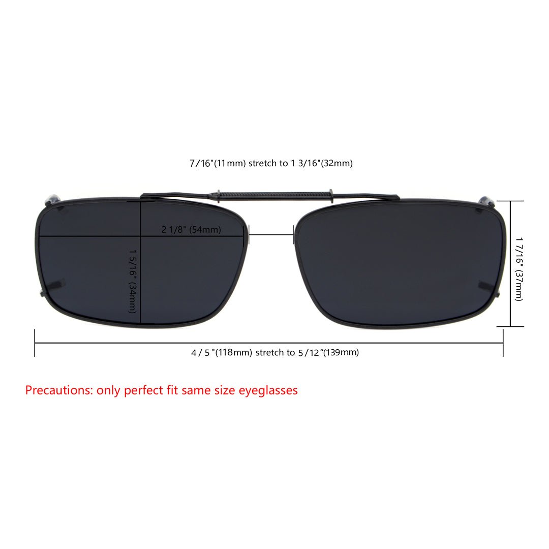 3 Pack Rectangle Clip-on Polarized Sunglasses C61(54MMx34MM)eyekeeper.com