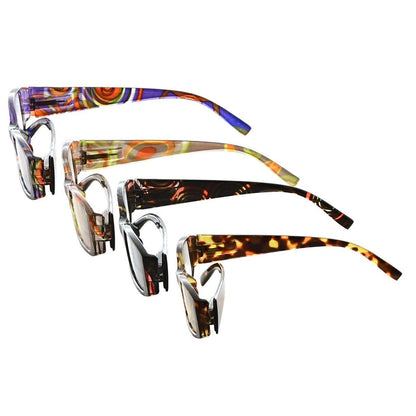4 Pack Beautiful Colors Rectangle Reading Glasses R040G