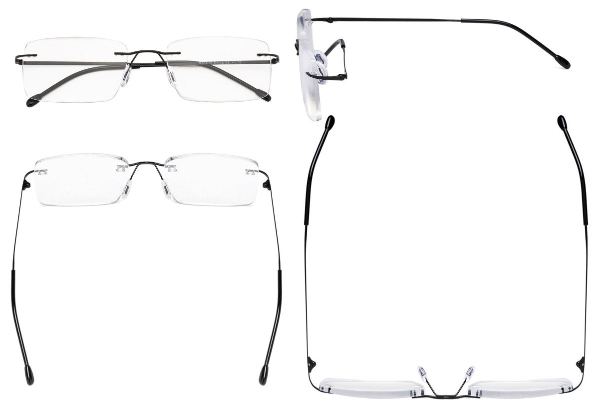 Frameless Reading Glasses Rectangle Readers Men RWK9904eyekeeper.com